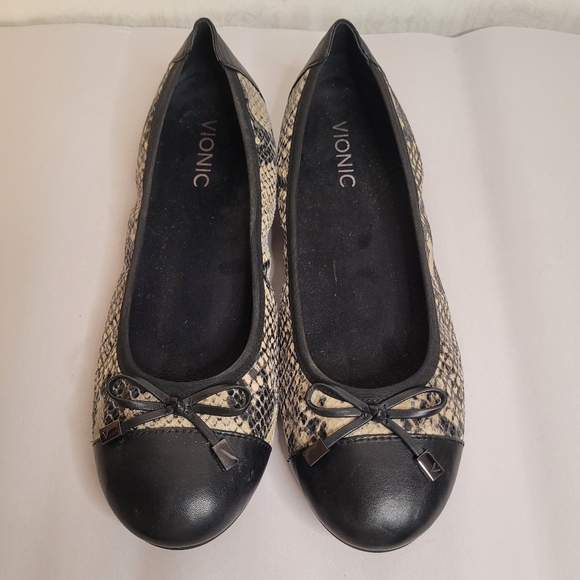 Vionic Minna Ballet Flats Women's Size 9 Snake Embossed Comfort Bow - Picture 3 of 9
